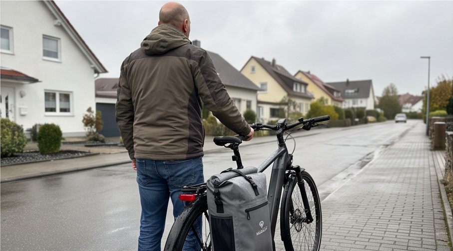 radgeist 3in1 fahrradtasche grau in der Anwendung