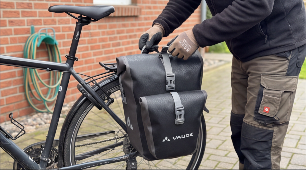 VAUDE Aqua Back Plus Single im Test: Wasserdichte Fahrradtasche für Gepäckträger mit praktischem Befestigungssystem