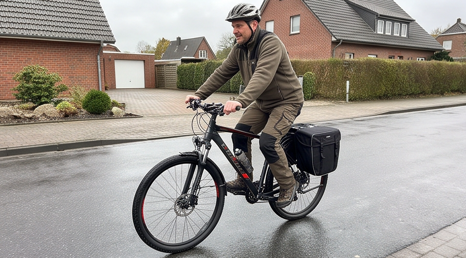 west biking doppeltasche gepaecktraeger 30l in der Anwendung